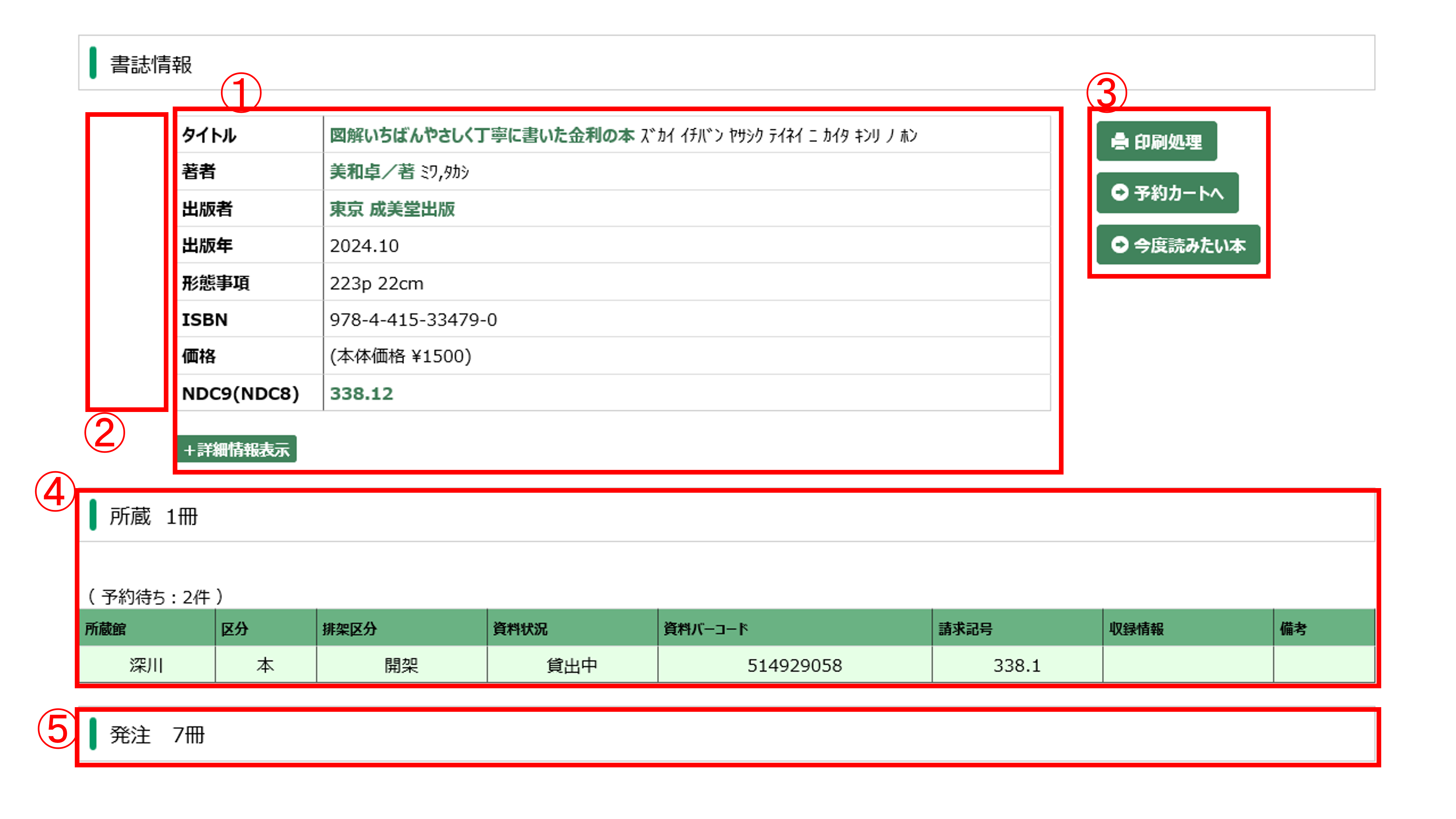 書誌詳細画面 書誌詳細画面