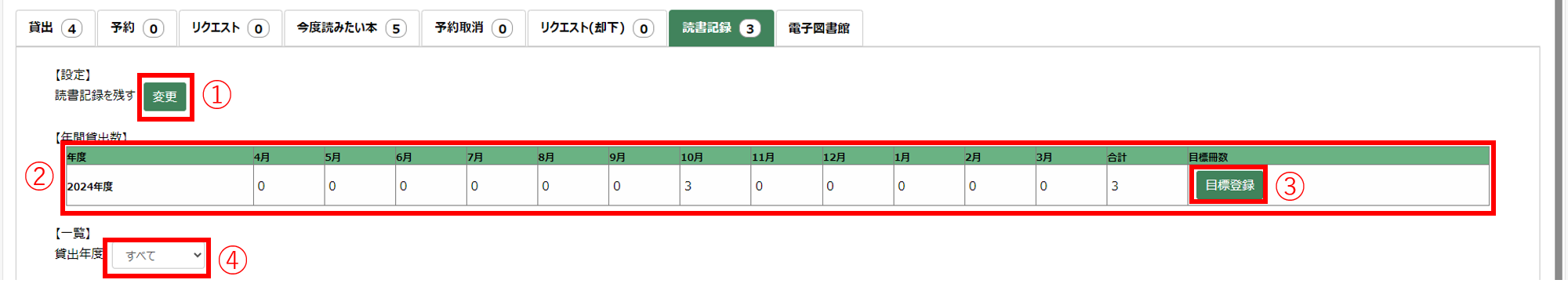 読書記録画面 読書記録画面