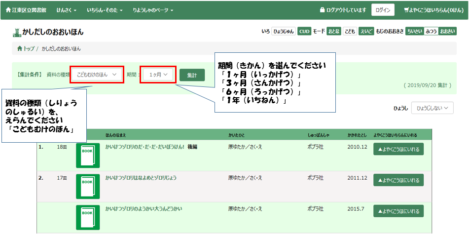 かしだしのおおいほんのがぞう